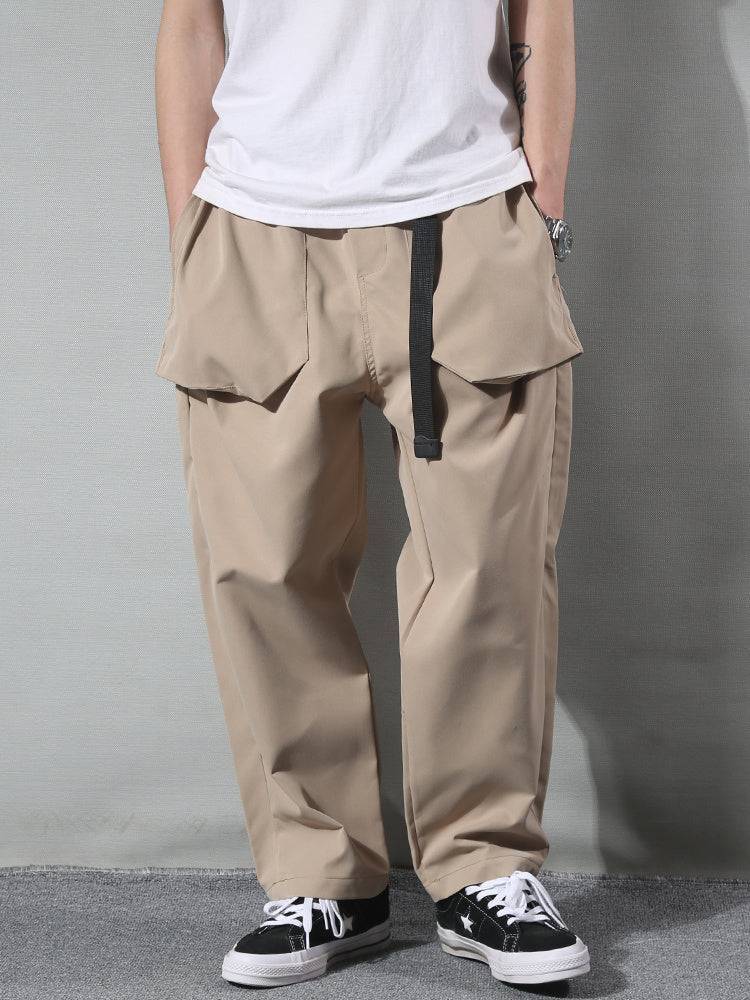 Beige straight loose anti-wrinkle casual trousers