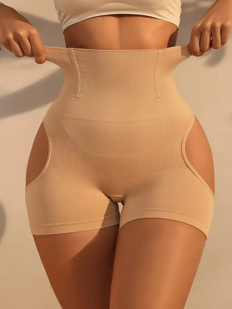 Nude High Waist Shaping Pants with seamless body shaper design, perfect for enhancing curves under any outfit.