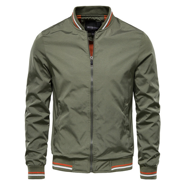 Men's Striped Zip Up Jacket With Pockets Casual Outerwear For Spring And Fall Sports Baseball Style