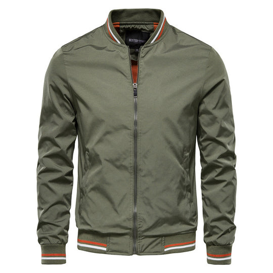 Men's Striped Zip Up Jacket With Pockets Casual Outerwear For Spring And Fall Sports Baseball Style
