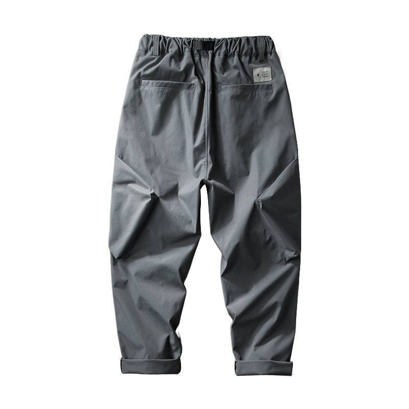 Gray retro men's outdoor loose casual pants back view