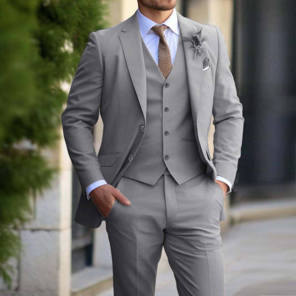 Gray men's fashionable casual suit