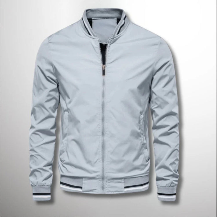 Men's Striped Zip Up Jacket With Pockets Casual Outerwear For Spring And Fall Sports Baseball Style