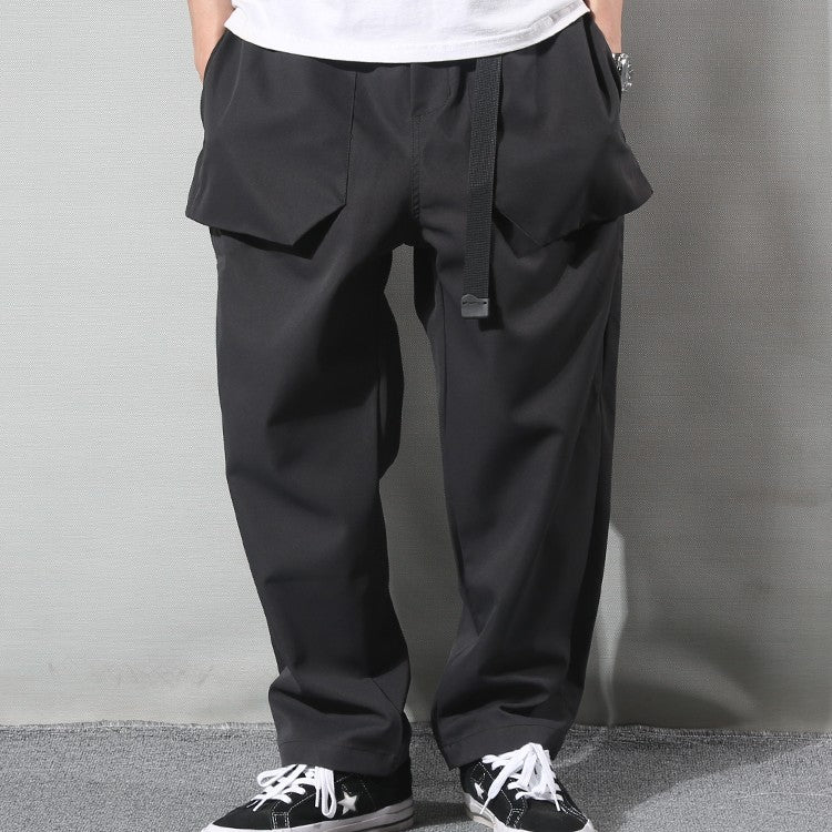 Black straight loose anti-wrinkle casual trousers