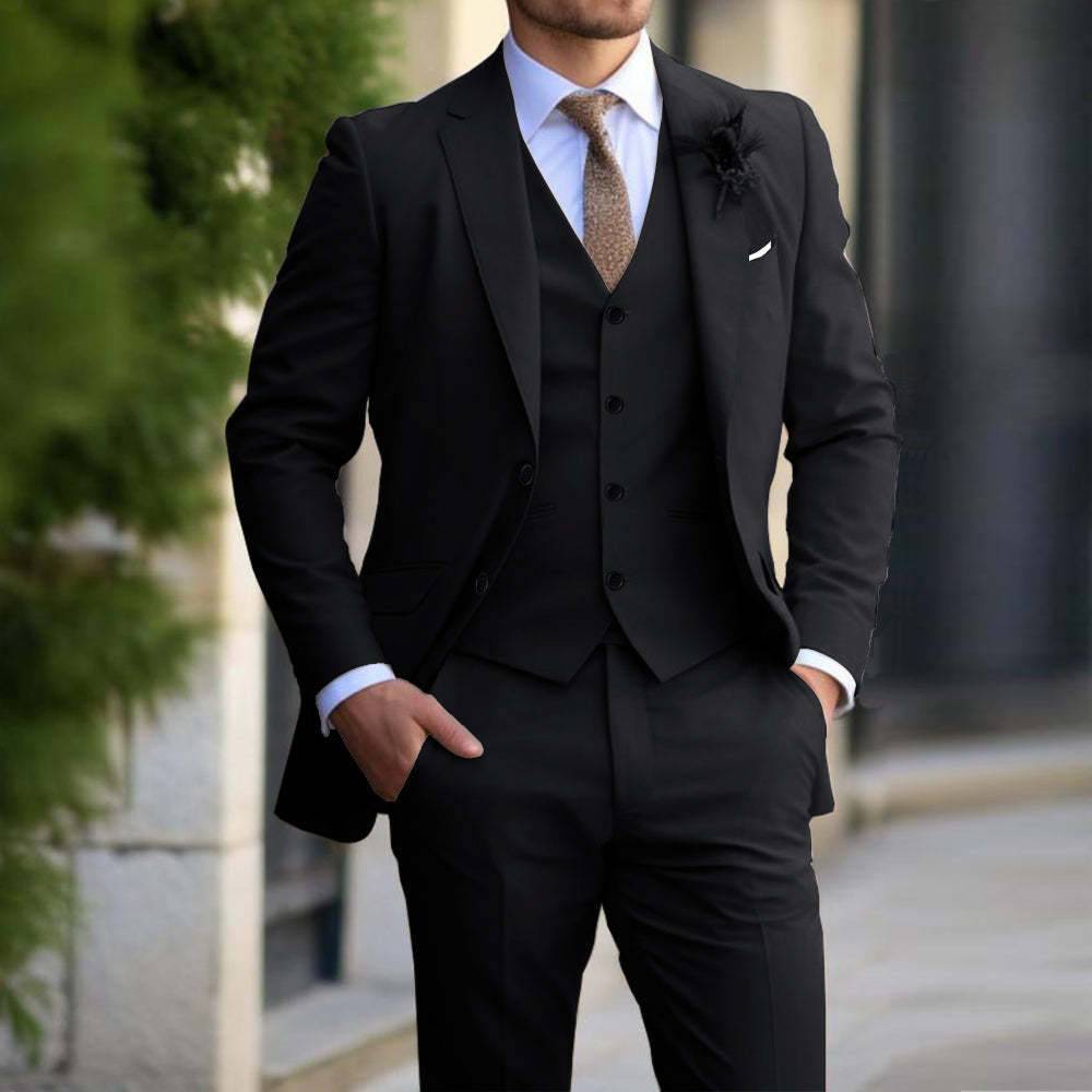Black men's fashionable casual suit
