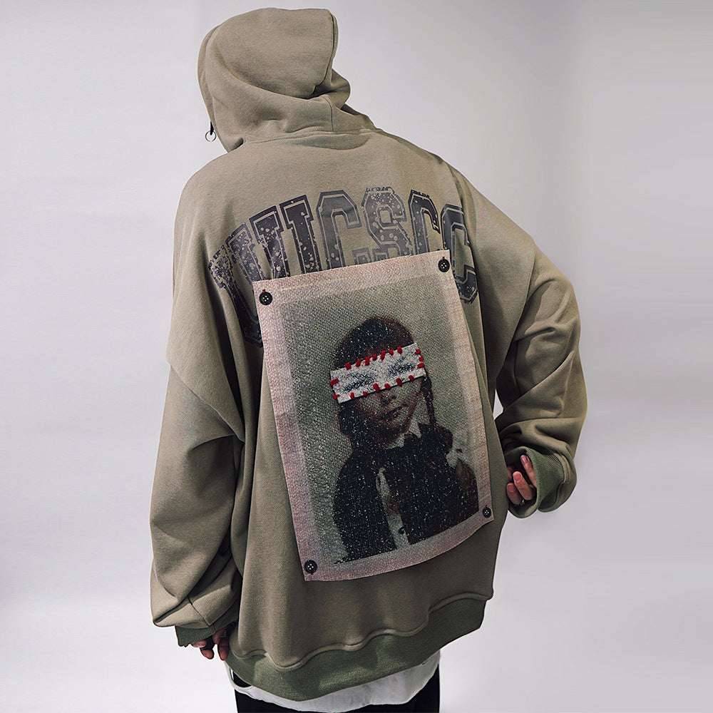 American High Street Patch Printed Fashion Brand Hooded Sweater 0 61 NexaNova Boutique NexaNova Boutique