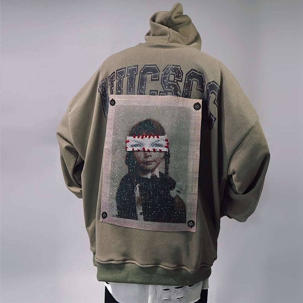 American High Street Patch Printed Fashion Brand Hooded Sweater 0 61 NexaNova Boutique NexaNova Boutique