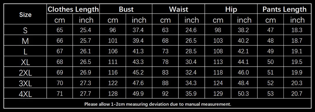 Size chart for orange corduroy summer short sleeve suit set, including measurements for various sizes from S to 4XL in centimeters and inches.
