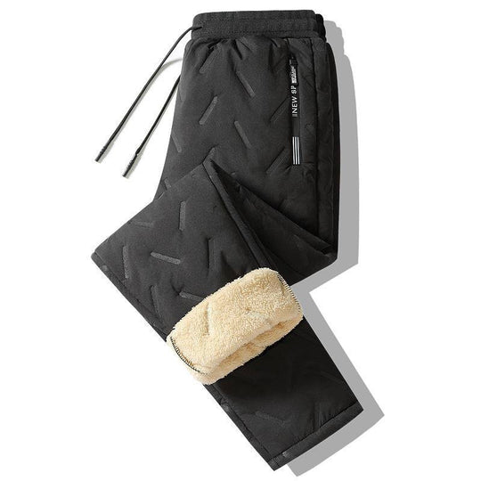 Lambswool Fleece Lined Padded Warm Keeping Loose Casual Pants