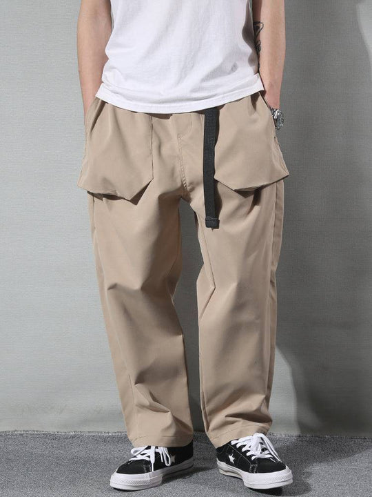 Beige straight loose anti-wrinkle casual trousers