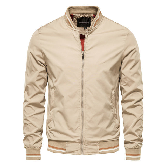 Men's Striped Zip Up Jacket With Pockets Casual Outerwear For Spring And Fall Sports Baseball Style