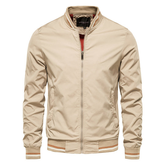 Men's Striped Zip Up Jacket With Pockets Casual Outerwear For Spring And Fall Sports Baseball Style