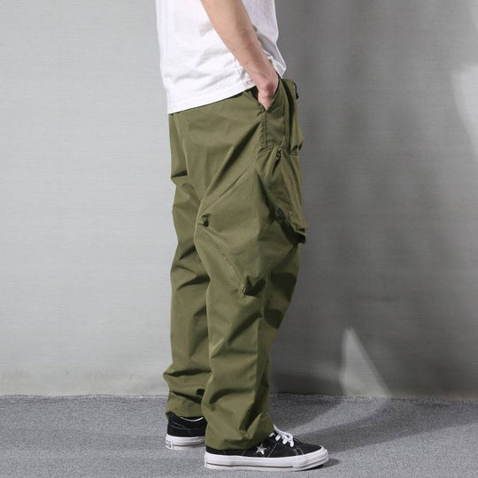 Green retro men's outdoor loose casual pants side view