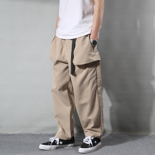 Beige straight loose anti-wrinkle casual trousers