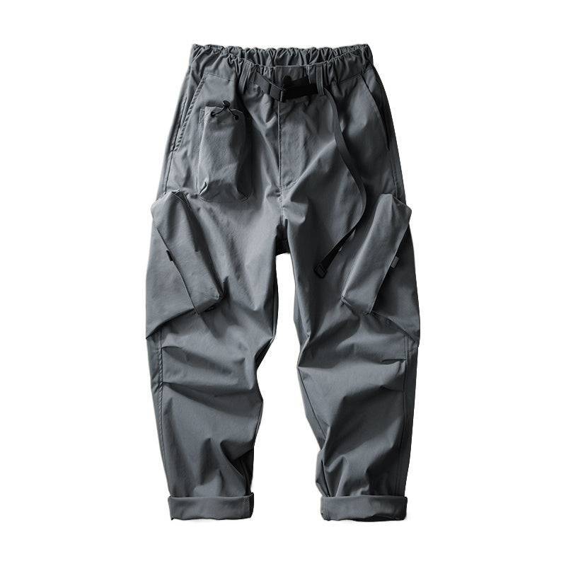 Gray retro men's outdoor loose casual pants front view
