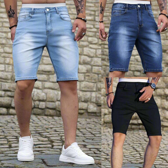 Men's Three-color Stretch Tight Denim Shorts