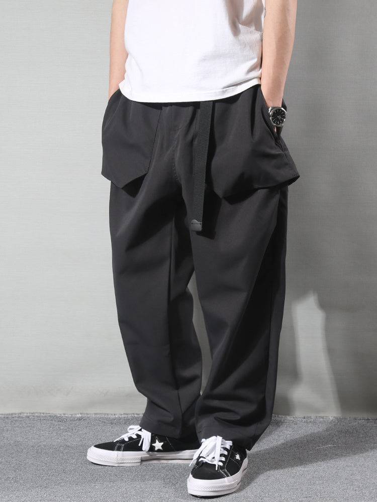 Black straight loose anti-wrinkle casual trousers