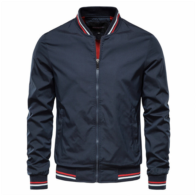 Men's Striped Zip Up Jacket With Pockets Casual Outerwear For Spring And Fall Sports Baseball Style
