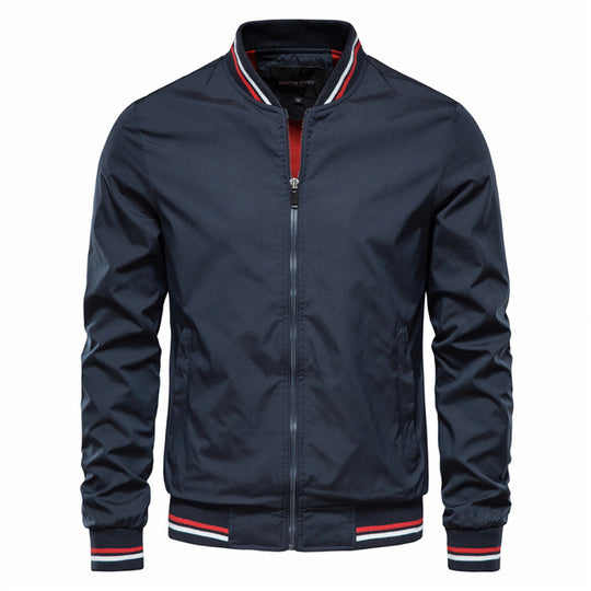 Men's Striped Zip Up Jacket With Pockets Casual Outerwear For Spring And Fall Sports Baseball Style