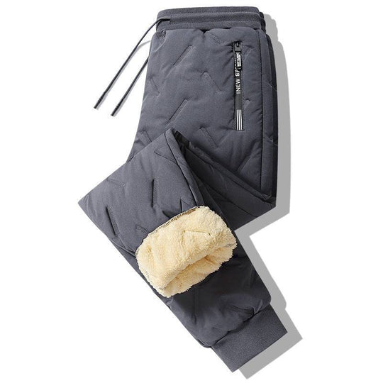 Lambswool Fleece Lined Padded Warm Keeping Loose Casual Pants